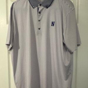 Greyson Men's Golf Polo Shirt - Gray and Light Purple Stripes